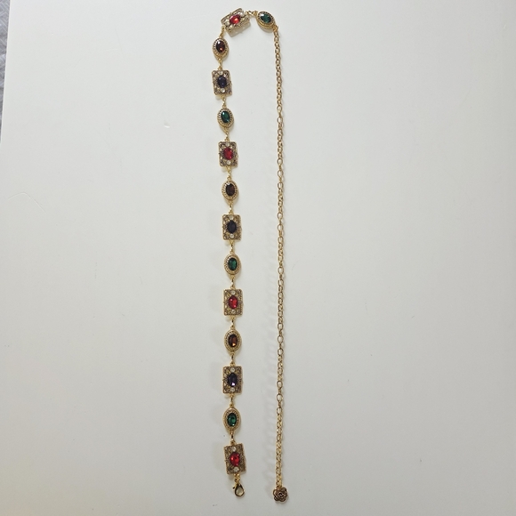 Gold chain belt with colorful gemstones - Picture 7 of 9